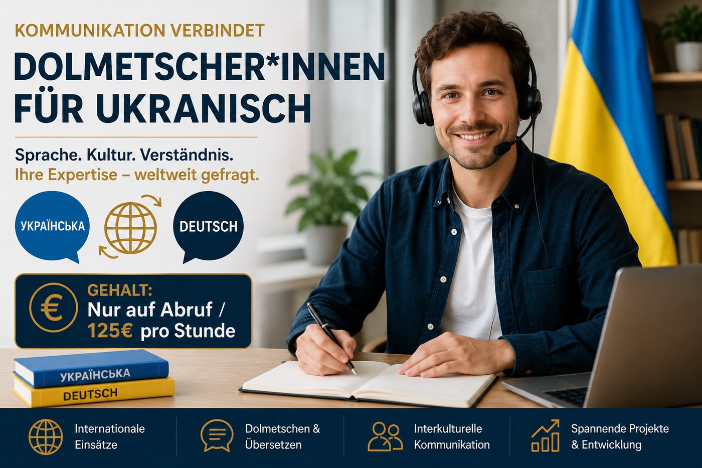 Stellenanzeige Dolmetscherinnen und Dolmetscher für Ukrainisch